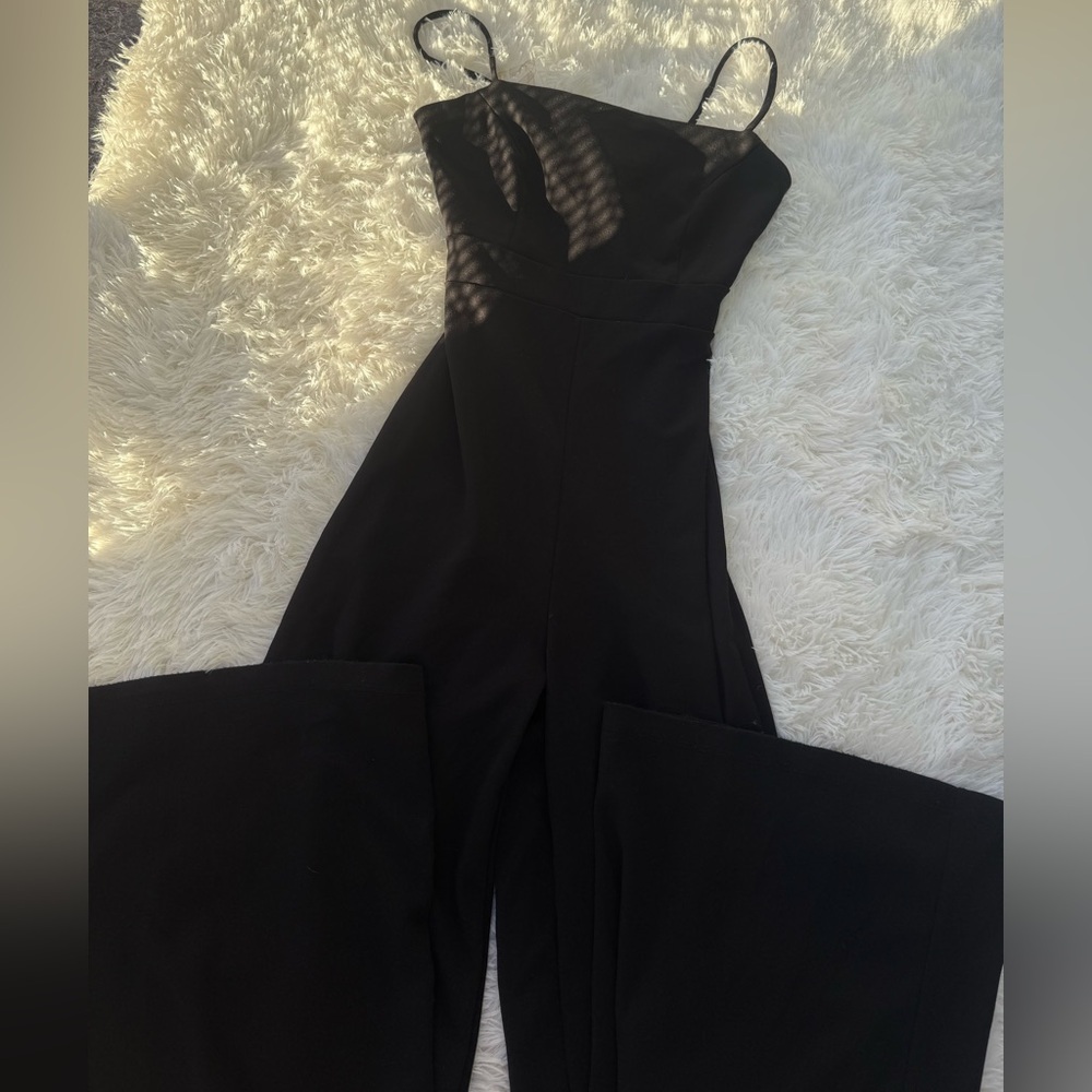 SOLD Elegant Black Jumpsuit cute tie on back - Picture 3 of 5